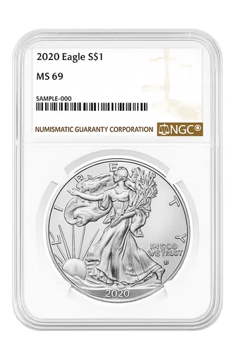 2020 $1 American Silver Eagle NGC MS69 Brown Label