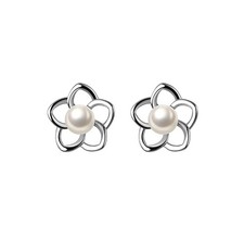 925 Sterling Silver Small Pearl Flower Earrings Studs for Women Teen Girls Uniqu