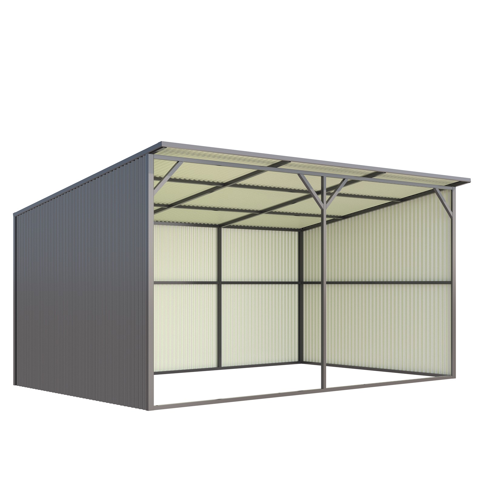 Free Shipping 12x20 Galvanized Metal Livestock Shed Farm Animal Shelter Cowshed