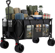 Carrello Pieghevole 260L per Spiaggia E Campeggio Con Ruote Pneumatiche 17Cm E D