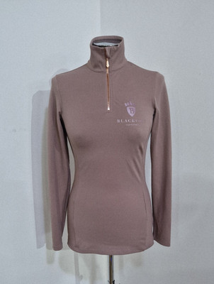 Blackfort Taupe Top XS Reitsport 1/4 Zip Stretch Reiten Reißverschluss Ausschnitt Langarm 