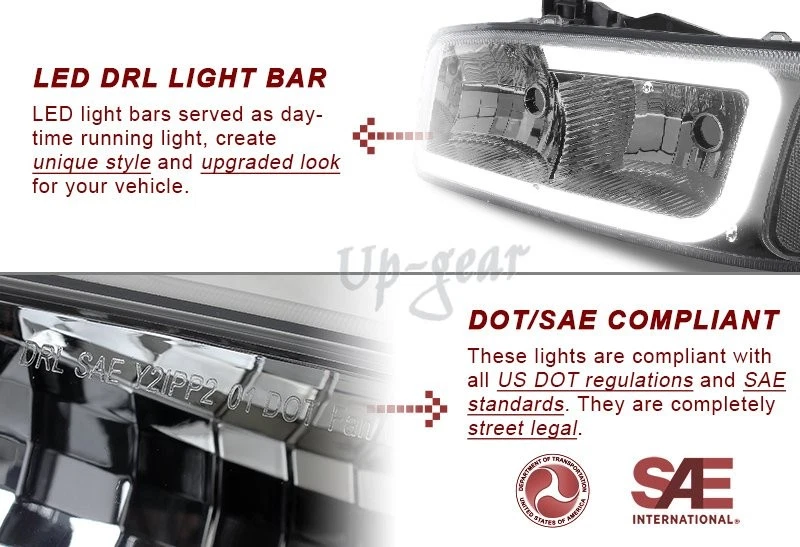 Faros LED transparentes contra humo para GMC Sierra 1500 2500 G2 1999-2006 + parachoques 4 piezas Foto 2 de 4