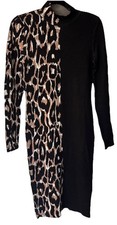 Bar III Colorblock Leopard Sweater Dress M long sleeve Mob Wife Style Body Con