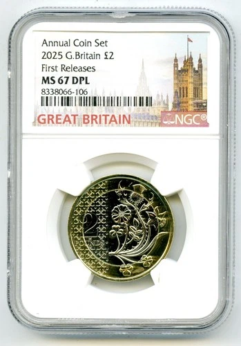 2025 2£ GREAT BRITAIN TWO POUND NGC MS67 DPL NATL FLOWERS FIRST RELEASES