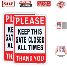 2-Pack Please Keep This Gate Closed Sign 10"x 7" .04" Aluminum Reflective Sig...