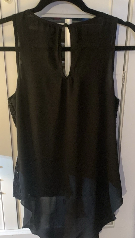 WOW Couture Etiqueta Dorada Forrado Negro Cuentas Elegante Top Talla Med Foto 4 de 4