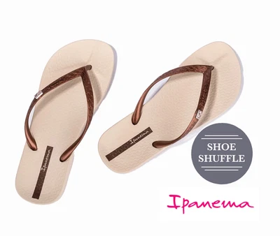 Ipanema Anatomic Brazildade Toe Post thong flip flops Vegan Beige Copper AR853 - Image 1 of 4