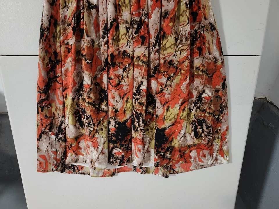 Vestido Andrew Marc Mujer 10 Midi Sin Mangas Acampanado 100% Seda Imperio Floral Boho Foto 2 de 4