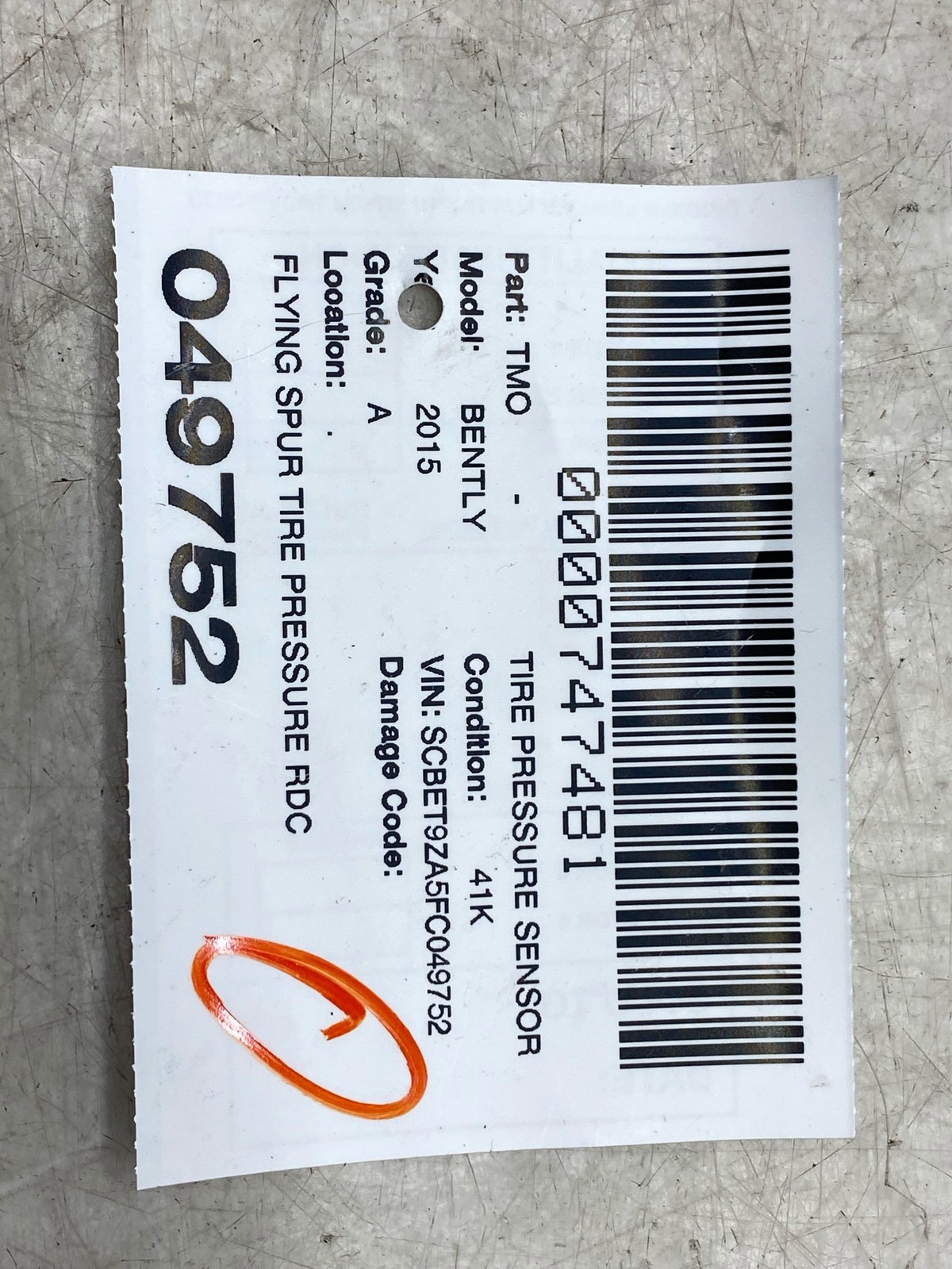 2013-2018 BENTLEY FLYING SPUR TIRE PRESSURE RDC CONTROL MODULE UNIT 8E0907277