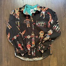 Vintage 90s Roper Western Kachina Print Button Up Shirt USA Made Small Rodeo