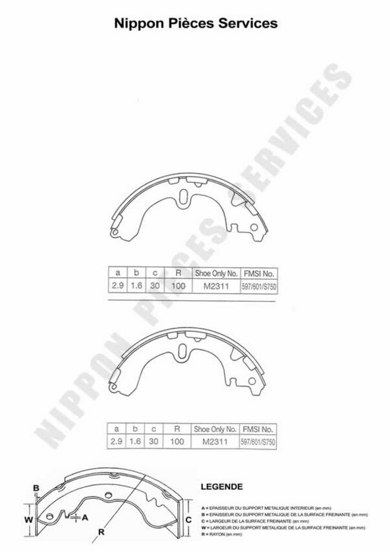 Garnitures de frein T350A61 Nissan mâchoires tambour 04495-12110