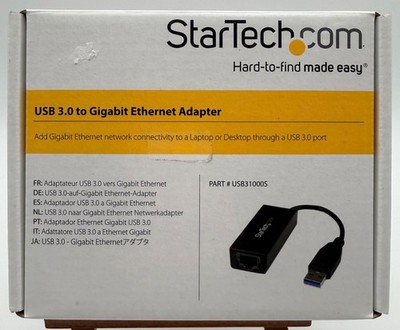 StarTech USB 3.0 to Gigabit Ethernet Adapter USB31000S Black Network Dongle