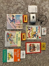 CASSETTE TAPE PLAYER w/earphones and childrens learn to read book and cassettes