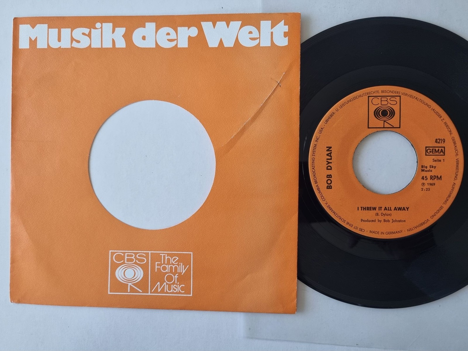 Bob Dylan - I Threw It All Away / Drifter's Escape 7'' Vinyl Germany