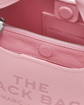 Marc Jacobs Ribbon Pink Pebbled Leather Mini Sack Bag with Zip