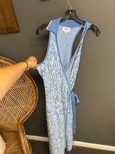 Diane Von Furstenberg X Target Sweater Dress S Blue Collared Sleeveless Wrap
