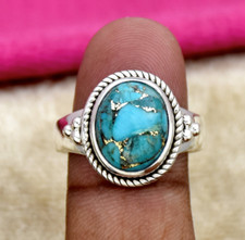 Blue Copper Turquoise Gemstone 925 Sterling Silver Handmade Ring All Size aa473