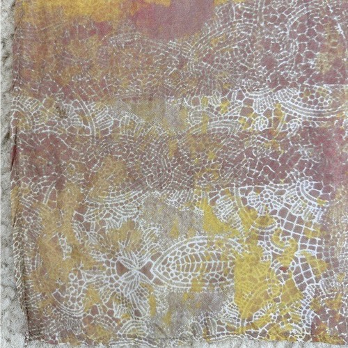 Silk Pink and Yellow Printed Scarf - Picture 6 of 8