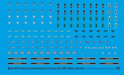 Peddinghaus-Decals 1/48 4007 Allemand Insignes D'Uniforme pour Tamiya Jeu