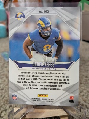 ☆ウエスタンラリアット☆名刺カードsize 半光沢 ウシ17 2024 Panini Phoenix - Jared Verse RC PURPLE - Rams #192 | eBay