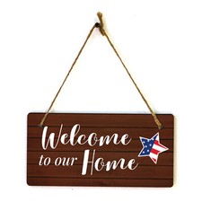 Welcome to our Home 5x10 Hanging Plus Wall or Door Sign  Family Home Decor