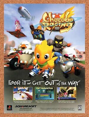 1998 Chocobo Racing PS1 Original Advertisement / Retro Wall Art v1
