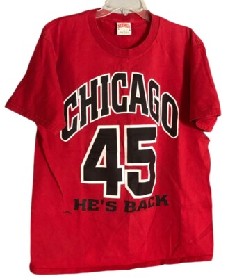 Vtg Nutmeg Chicago 45 He's Back T-Shirt Men's XL Michael Jordan USA