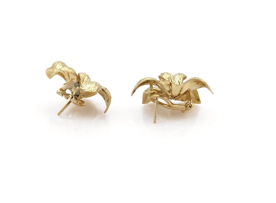 Tiffany & Co. Diamond Ruby 18k Yellow Gold Flower Post Clip Earrings - Image 3 of 4