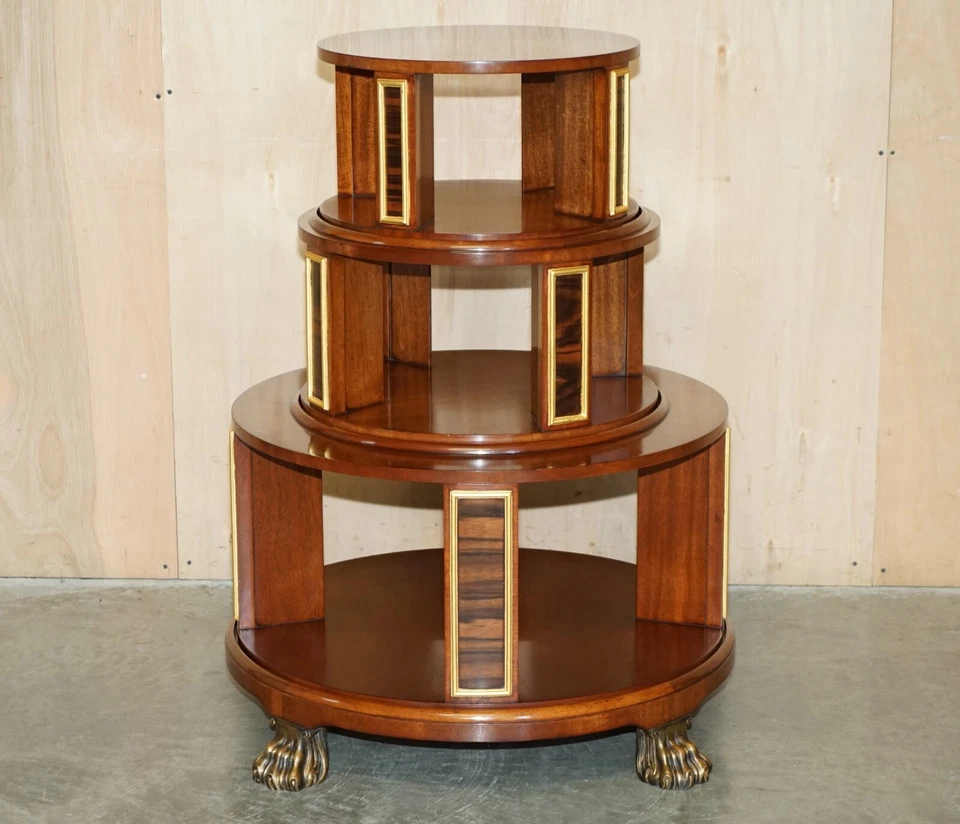 STUNNING ARTHUR BRETT SATINWOOD WALNUT REVOLVING BOOKCASE TABLE LION'S PAW FEET - Image 2 of 4