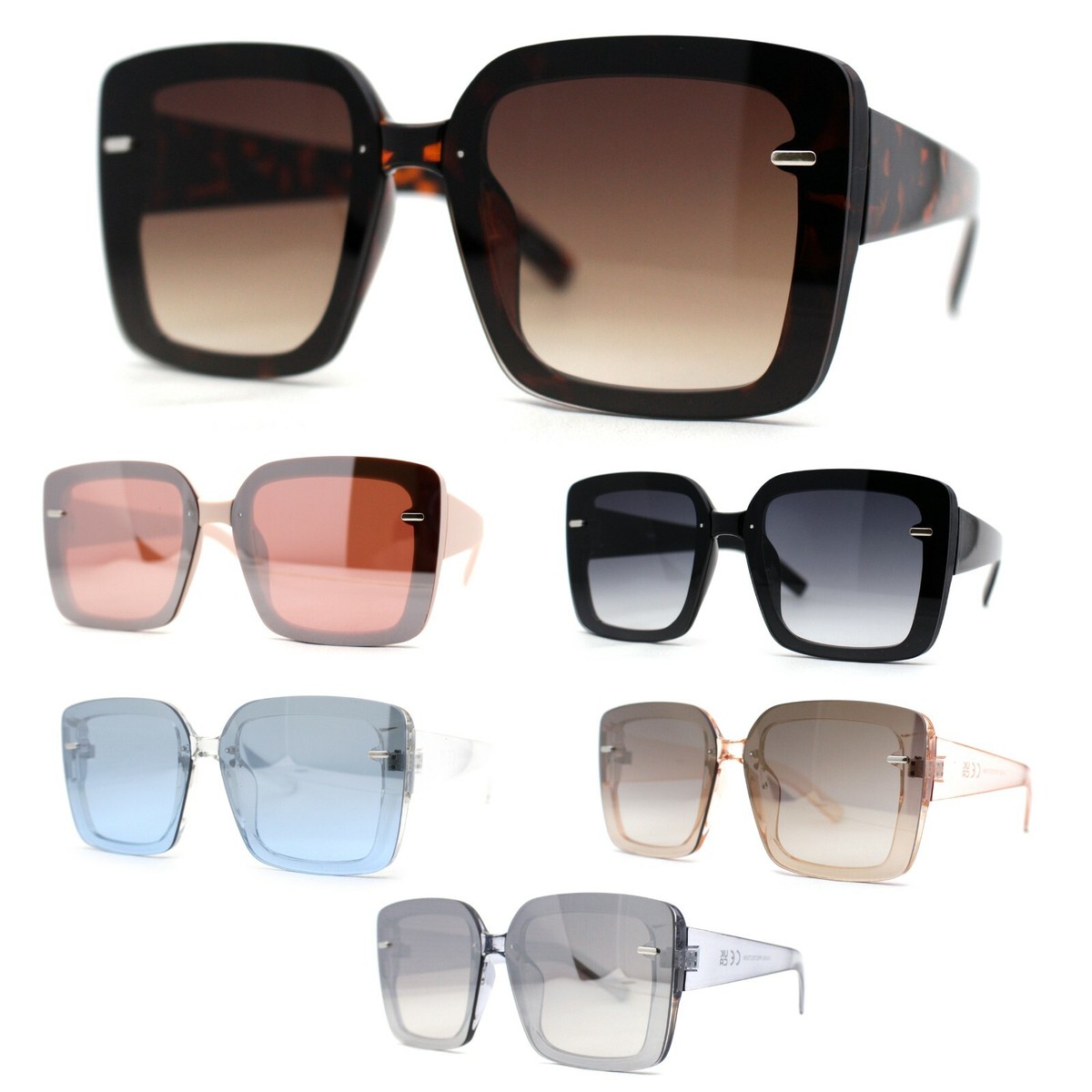 Rectangle Sunglasses for Women,Trendy Rimless 90s UV400 Womens Womens Luxury Fashion Rimless Rectangle Designer Style 90s  main image 3
