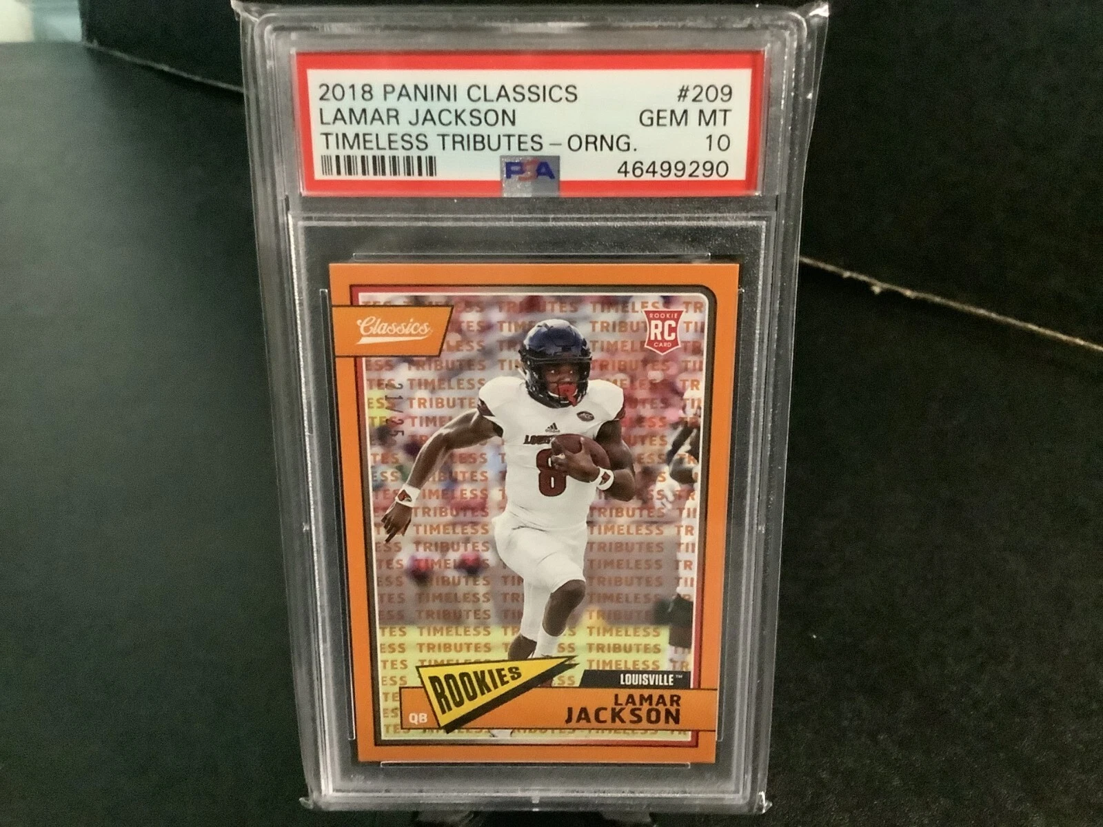 Lamar Jackson Panini Classics #209 Timeless Tributes-Orange