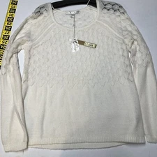 LC Lauren Conrad Pointelle Scoop Neck Sweater Raglan Sleeves Women’s LG