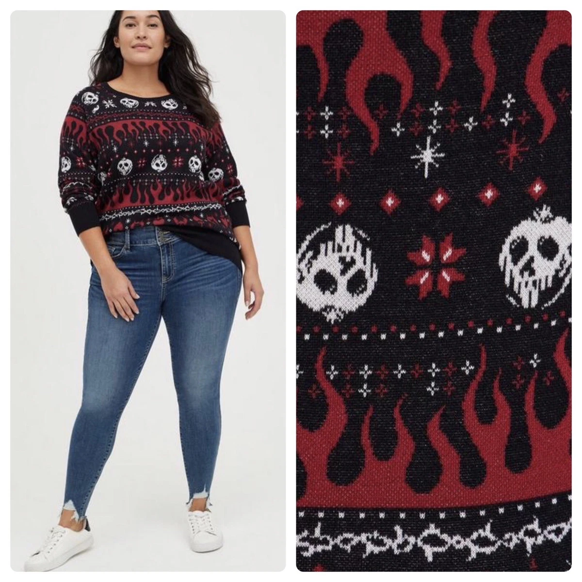 Torrid Disney Villains Pullover Sweater Cotton Knit Poison Apple