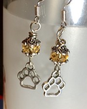 Cute Dog Paw Earrings With Crystal