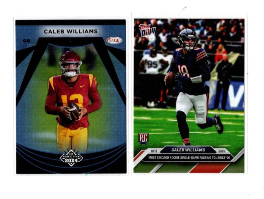 Caleb Williams 2024 Topps Now #9 Rookie Card - Bears London Game + USC Sage Card