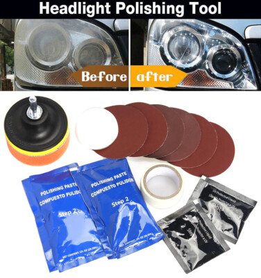 Pro Car Headlight Lens Restoration Repair Kit Polish Cleaner Cleaning Tool NEW
