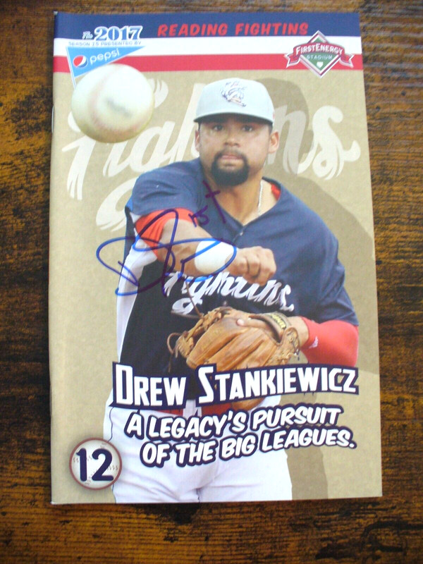 MILB - 2017 Reading Phillies GameDay Program "Drew Stankiewicz" Auto. - EX.