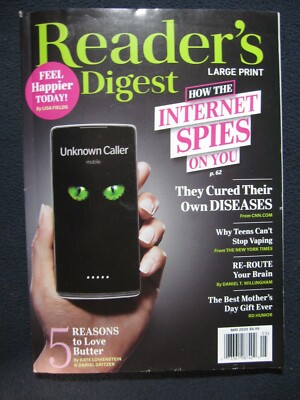 Reader's Digest LARGE PRINT Magazine May 2020 | The Internet Spies on You [Singl