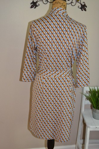 J. McLaughlin Brynn Fernwood Geometric 3/4 sleeve button down belted dress, sz M - Picture 6 of 10
