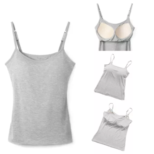 Womens Camisole with Shelf Bra Undershirts Adjustable Strap Cami Tank Top - Picture 10 of 25