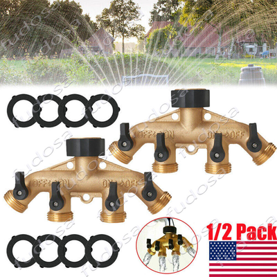 #ad 3 4#x27;#x27; Brass 4 Way Adaptor Outdoor Garden Tap Multi Hose Connector Water Splitter $46.39