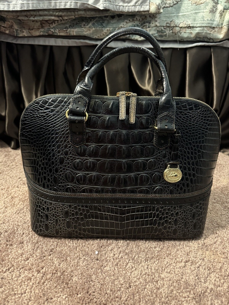 Brahmin Vivian Dome Satchel, Black Crocodile Embossed Metallic | eBay