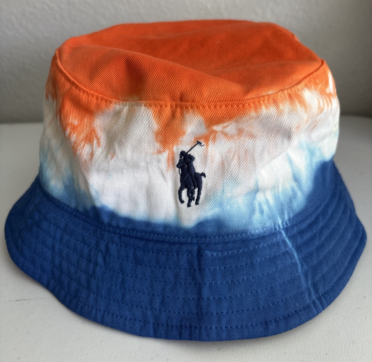 Cappello POLO RALPH LAUREN taglia adulto PICCOLO tie dye secchiello cotone chino pony logo NUOVO