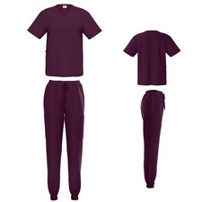 Women's Jogger Scrub Set Wine XS