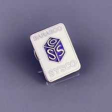 Sysco Baraboo Tie Tack Lapel Pin Enamel Silver Tone White Vintage