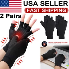 Copper Arthritis Compression Gloves for Women Men Fingerless Pains Hands Support