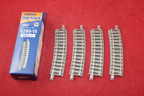 Tomix 1854 (971854) Fine Track Spur N 4 x gebogenes 15° R 280 mm Holzschwelle | Zustand: Neu