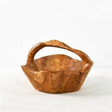 Natural Cedar Wood Basket w/Handle for Fruit Breads Candy Shelf Display Handmade