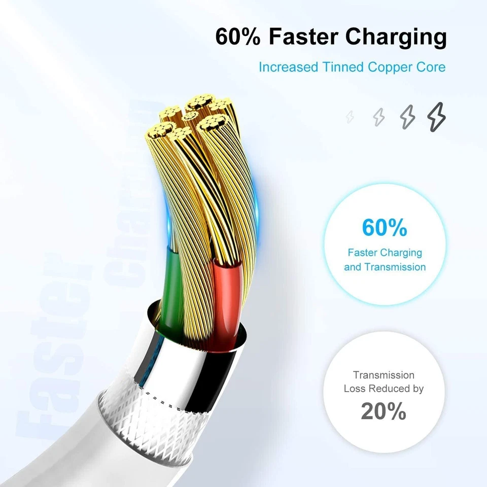 Fast Charging Cord USB Charger Cable For iPhone 14 13 12 11 Pro Max XR iPad Lot - Image 4 of 4