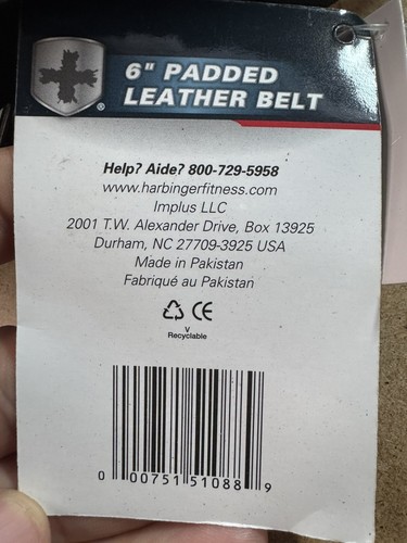Harbinger 6” Padded Leather Weight Lifting Belt Size L Black - Picture 3 of 9